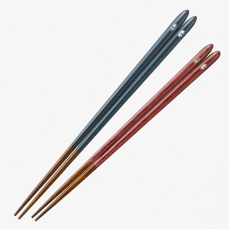 【日本制】I 月之雫樱 I 可机洗若狭涂漆筷 蓝 23.5cm / 红21.5cm - 筷子/筷架 - 木头 