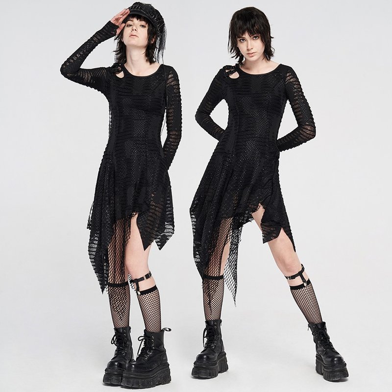 异教徒蛇鳞暗花不对称连身裙 - 洋装/连衣裙 - 其他材质 黑色