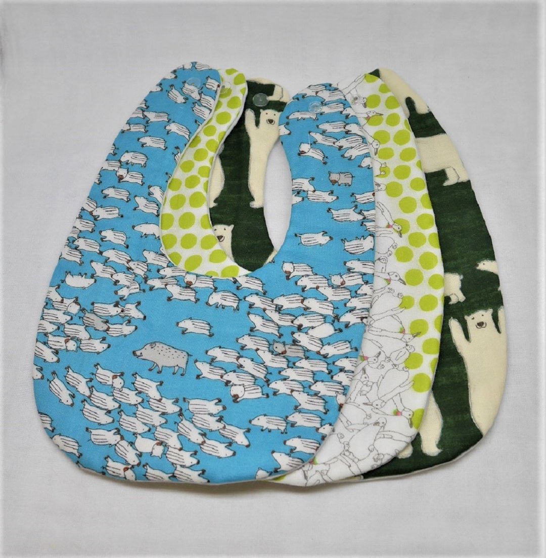 Lucky bag   // 3 bibs in 1 unit - 围嘴/口水巾 - 棉 绿色