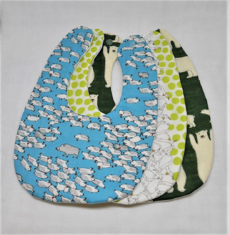 Lucky bag   // 3 bibs in 1 unit - 围嘴/口水巾 - 棉．麻 绿色