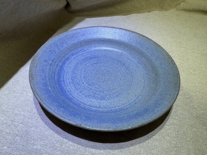 雾蓝手拉胚陶盘 - 盘子/餐盘/盘架 - 陶 