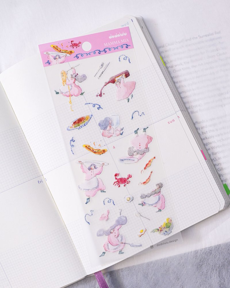 人间美味 - 雾面贴纸 | 女孩贴纸 - 手帐素材 - 纸贴纸 | 插画 dodolu - 贴纸 - 纸 紫色