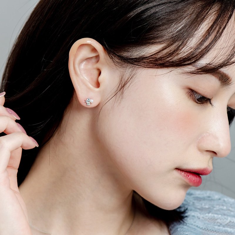 京华钻石 轻珠宝 10K 迪士尼公主系列 小美人鱼贝壳珍珠耳环 - 耳环/耳夹 - 珍珠 