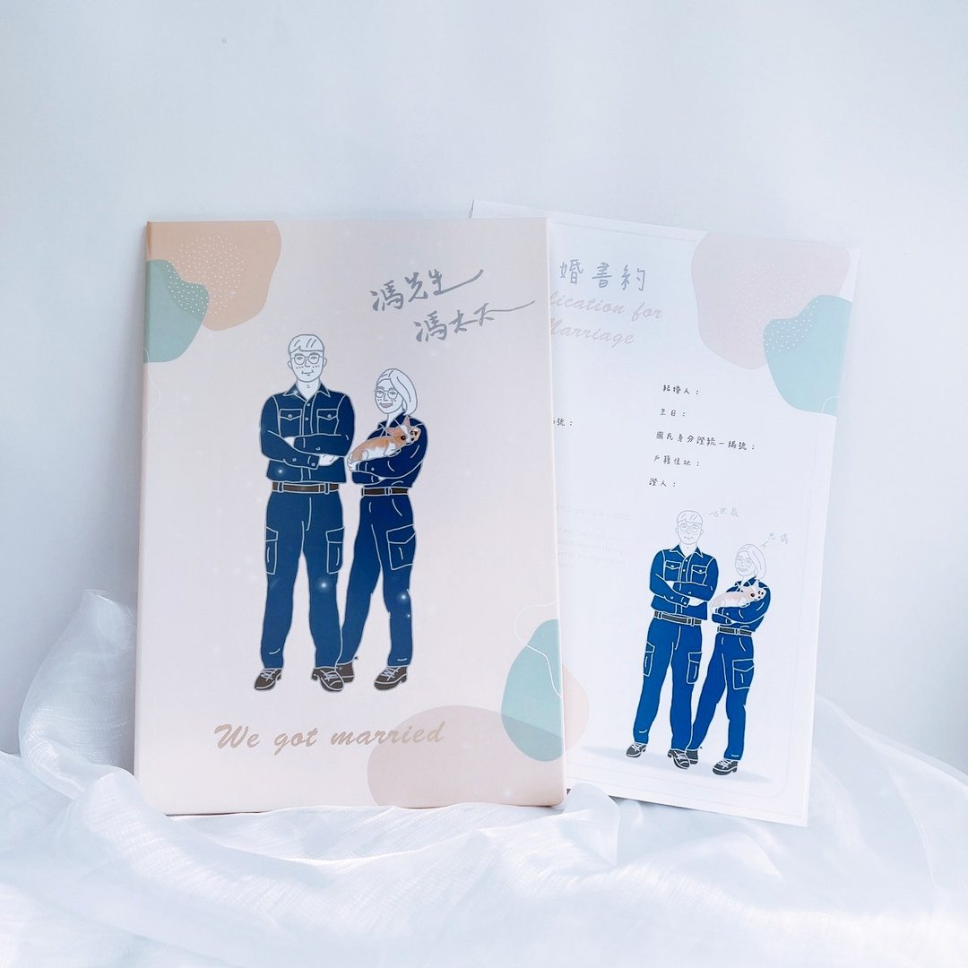 定制似颜绘 | 人像 宠物 TOP.2 结婚书约套组 - 婚礼誓言书 - 纸 白色