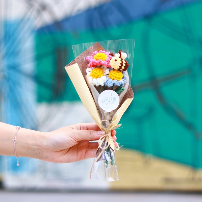 园野小雏菊钩织永生花束 - 小束 - 干燥花/捧花 - 棉．麻 多色