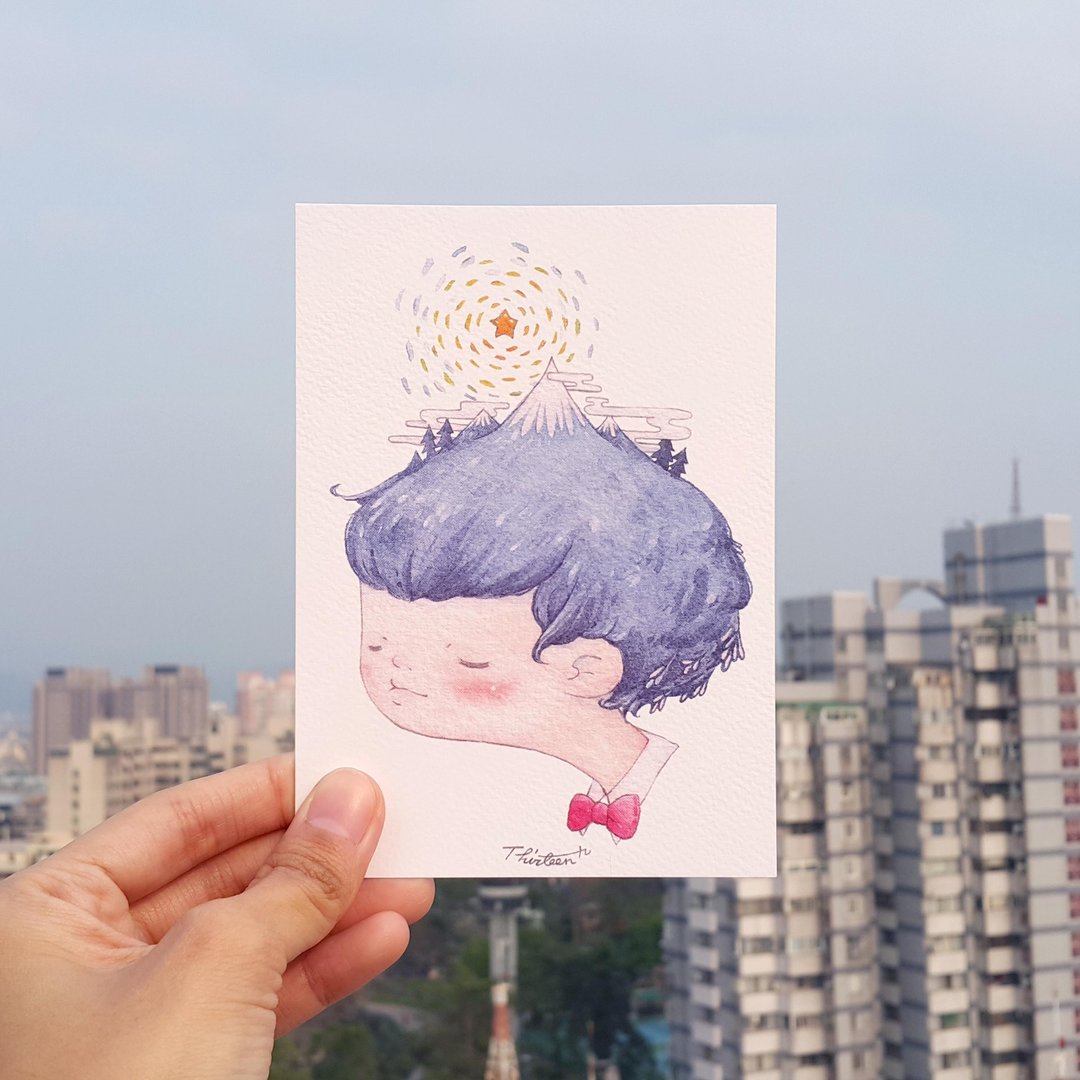 冰山中的我  水彩插画明信片 - 卡片/明信片 - 纸 蓝色