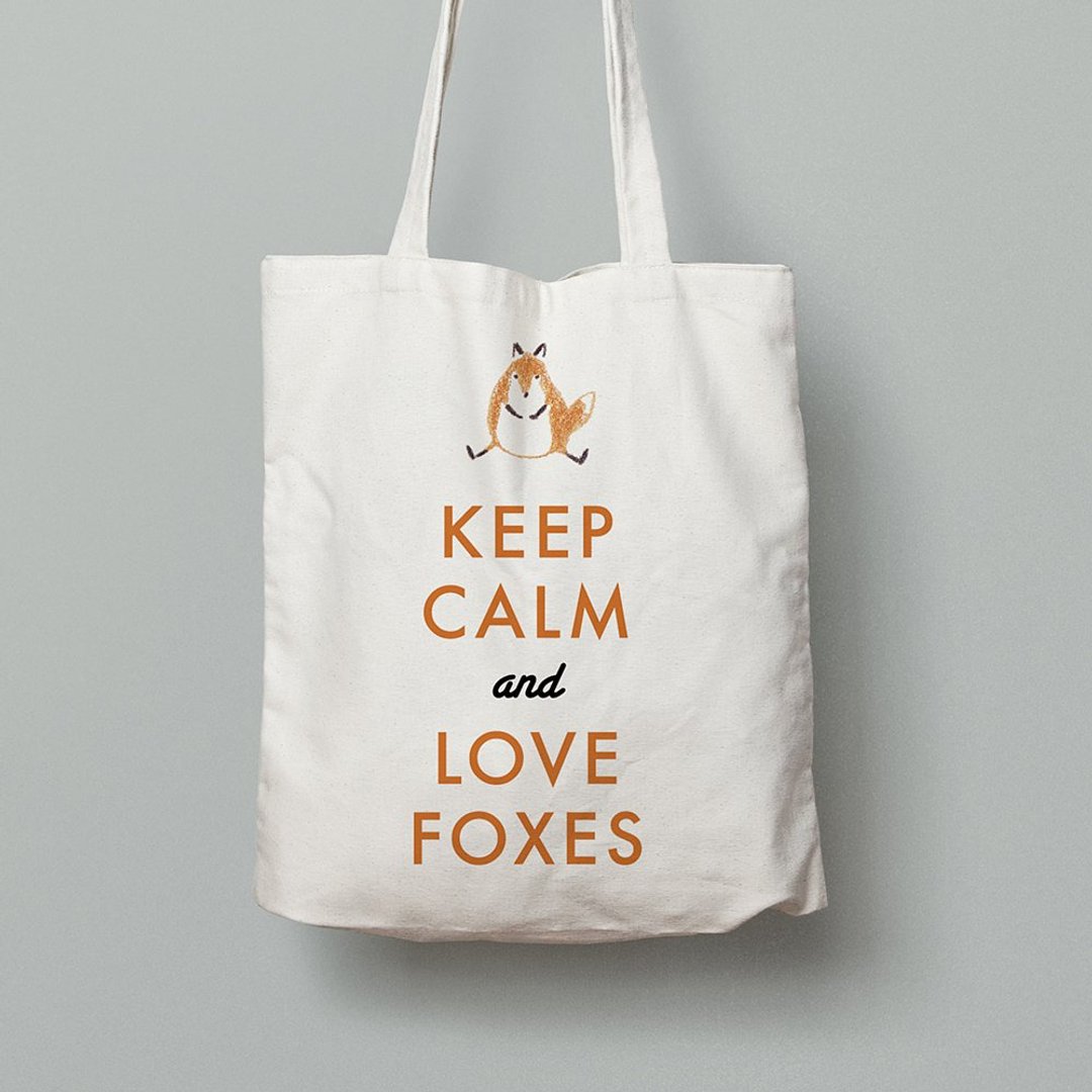 KEEP CALM AND LOVE FOXES│帆布托特包 - 侧背包/斜挎包 - 其他材质 白色