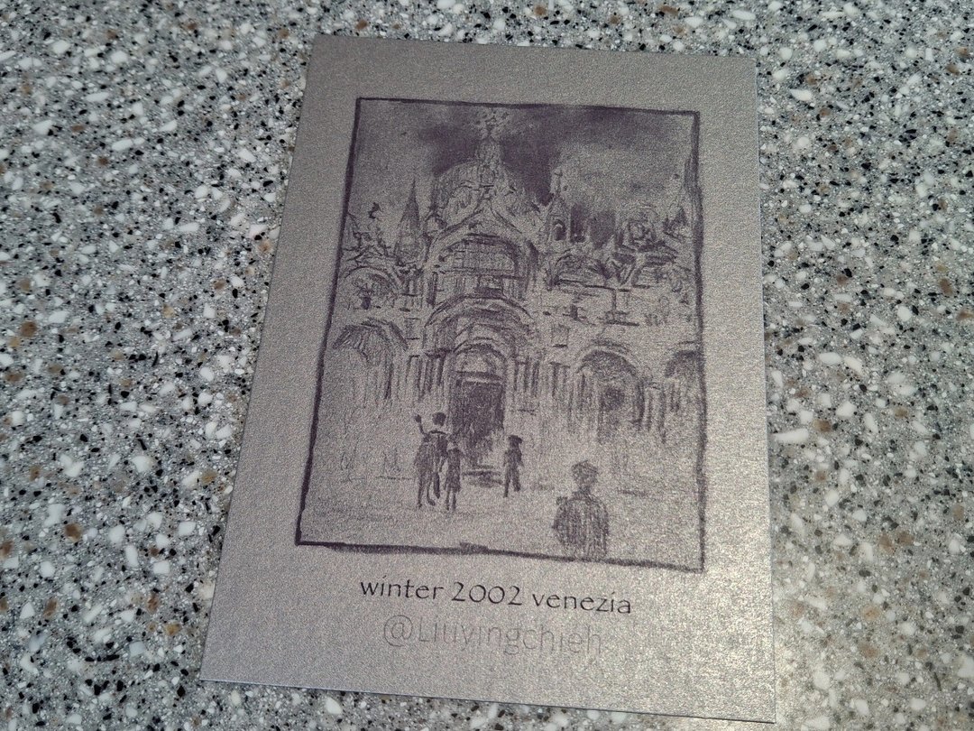 winter 2002 venezia 意大利威尼斯圣马可广场教堂旅行写生明信片 - 卡片/明信片 - 纸 银色