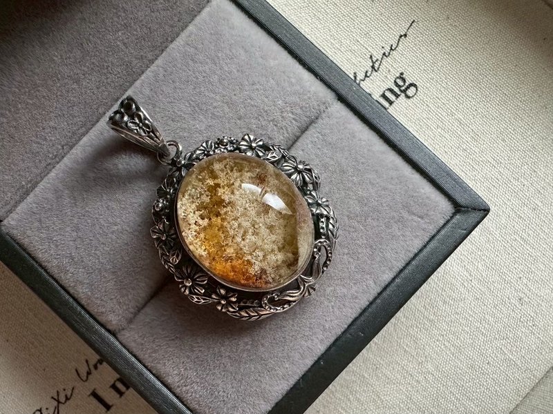 黄幽灵水晶 925银吊坠 - 项链 - 水晶 