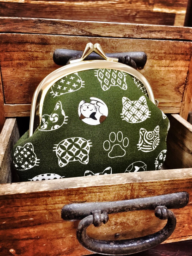 日本喵星人口金包 - 皮夹/钱包 - 棉．麻 蓝色