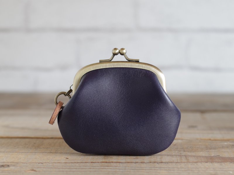 皮革口金包深海军蓝 - 零钱包 - 真皮 蓝色