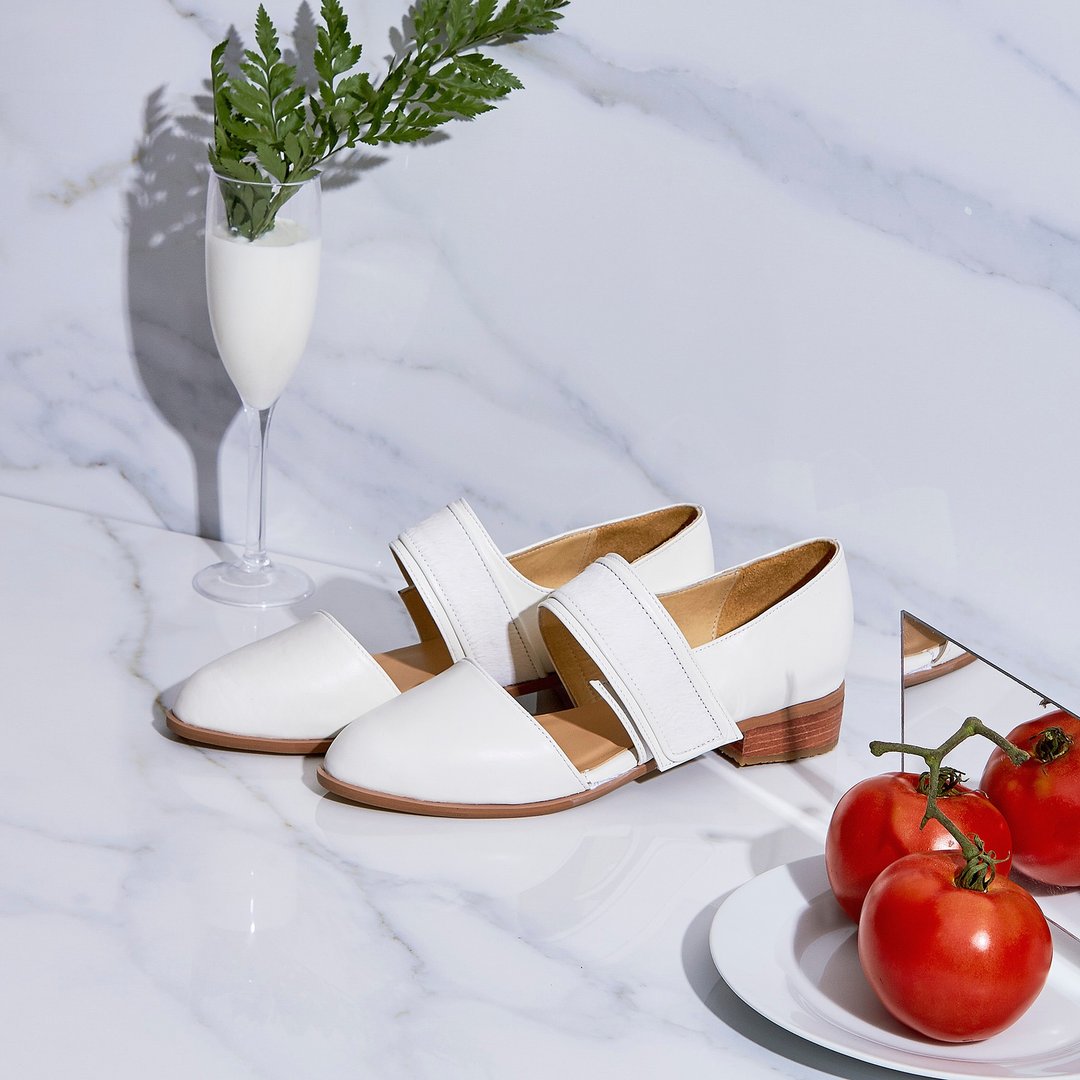 White-WALNUT Loafers - 女款休闲鞋 - 真皮 白色