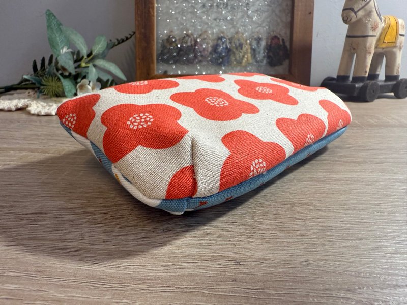 【现货】双色相遇/正反双配色手作拉链包/唯一款 NO1花x鹅 - 化妆包/杂物包 - 棉．麻 