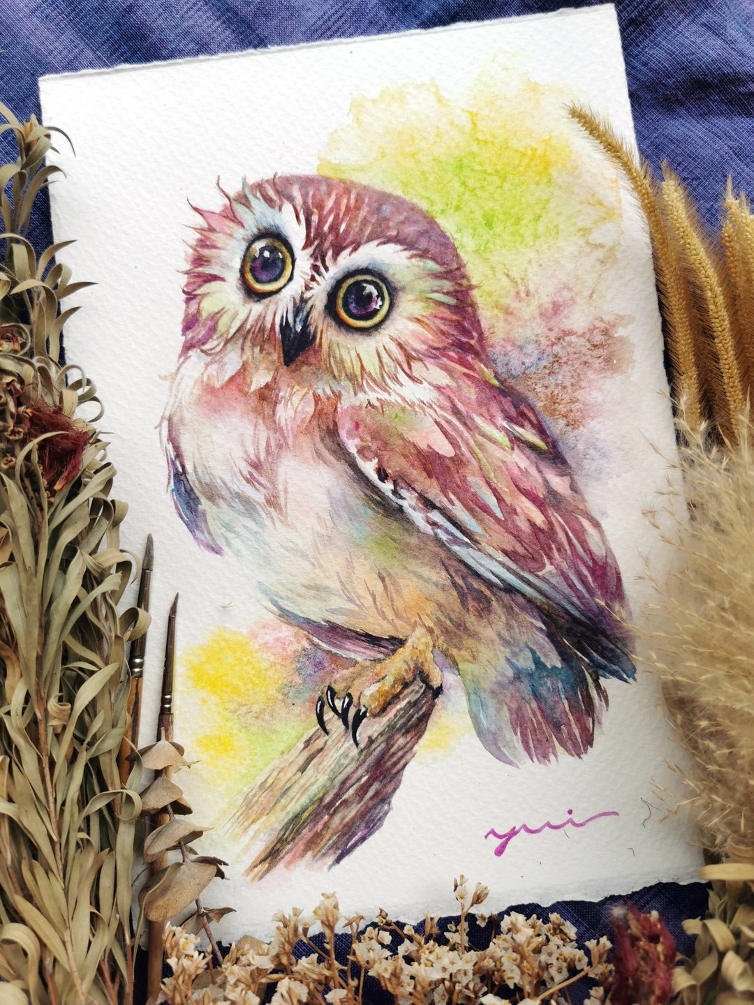 Owl - Watercolor painting - 墙贴/壁贴 - 纸 