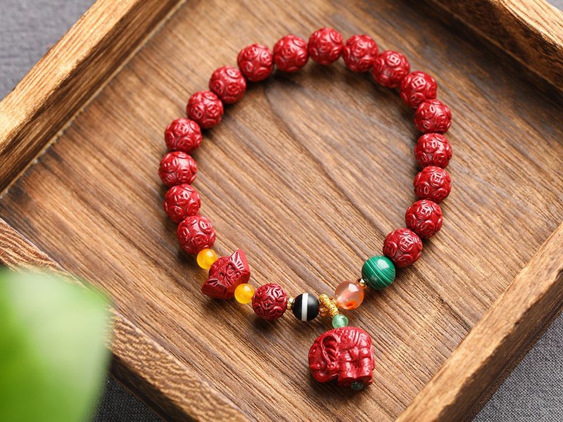 天然原矿朱砂紫金砂钱币珠  金钱珠手链精品 朱砂含量高达95%以上 - 手链/手环 - 宝石 