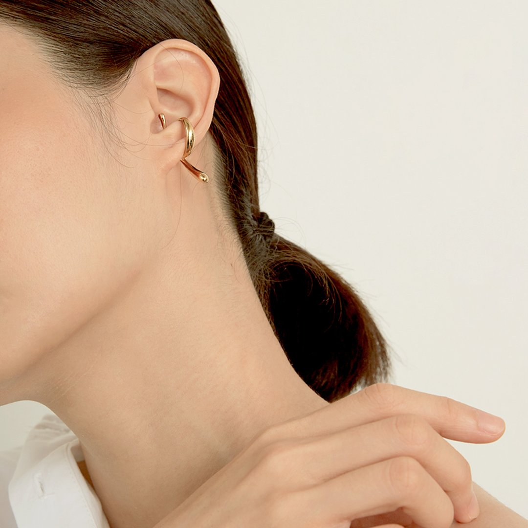 【雙 11 限定】  Single Monet Ear Cuff | Gold Ear Cuff - 耳环/耳夹 - 纯银 金色