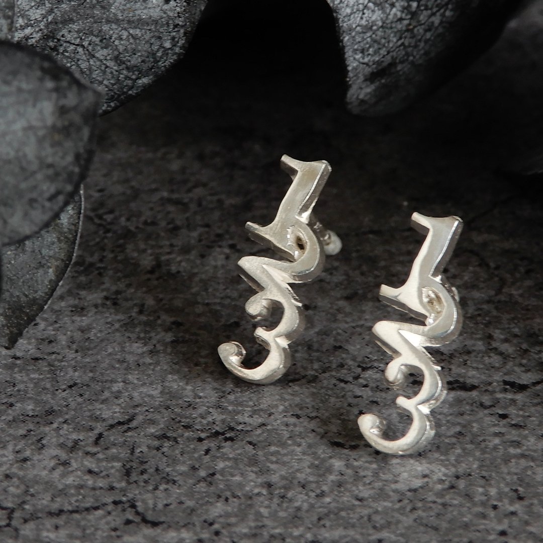 123耳环 / 银色 038 - 耳环/耳夹 - 纯银 银色