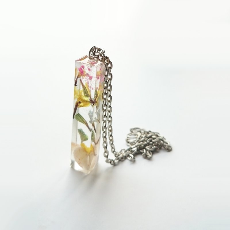 镜面方柱滴胶项链－勿忘我满天星 海螺贝壳 - 项链 - 塑料 多色