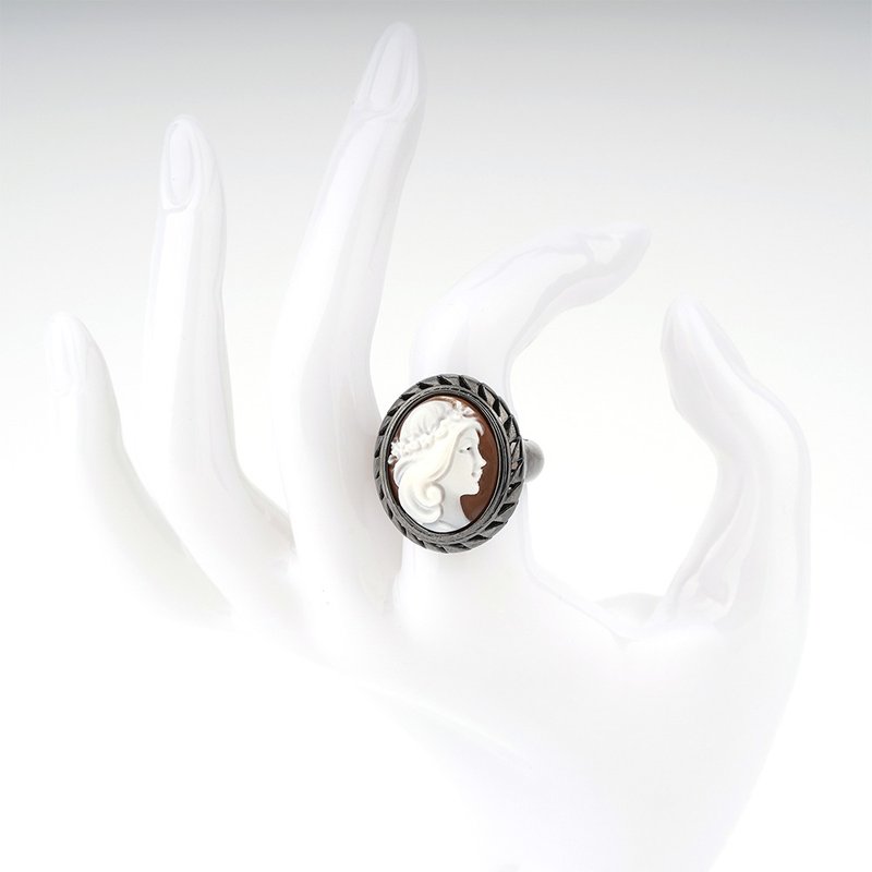 意大利手工贝雕轻珠宝_CI_A122_2N - 戒指 - 纯银 黑色