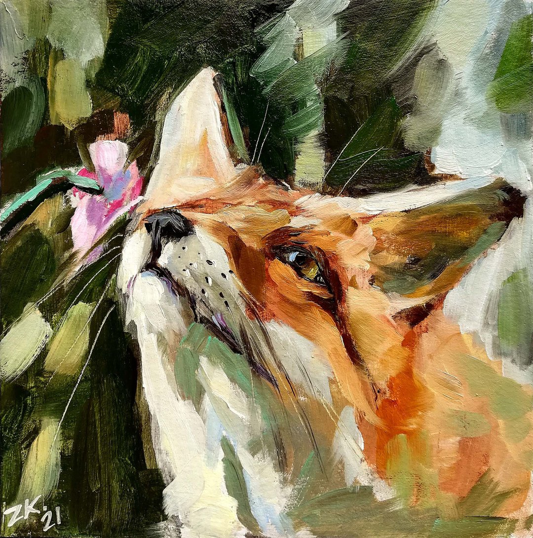 Fox Oil Painting Original Forest Animal Art MADE TO ORDER - 海报/装饰画/版画 - 其他材质 多色