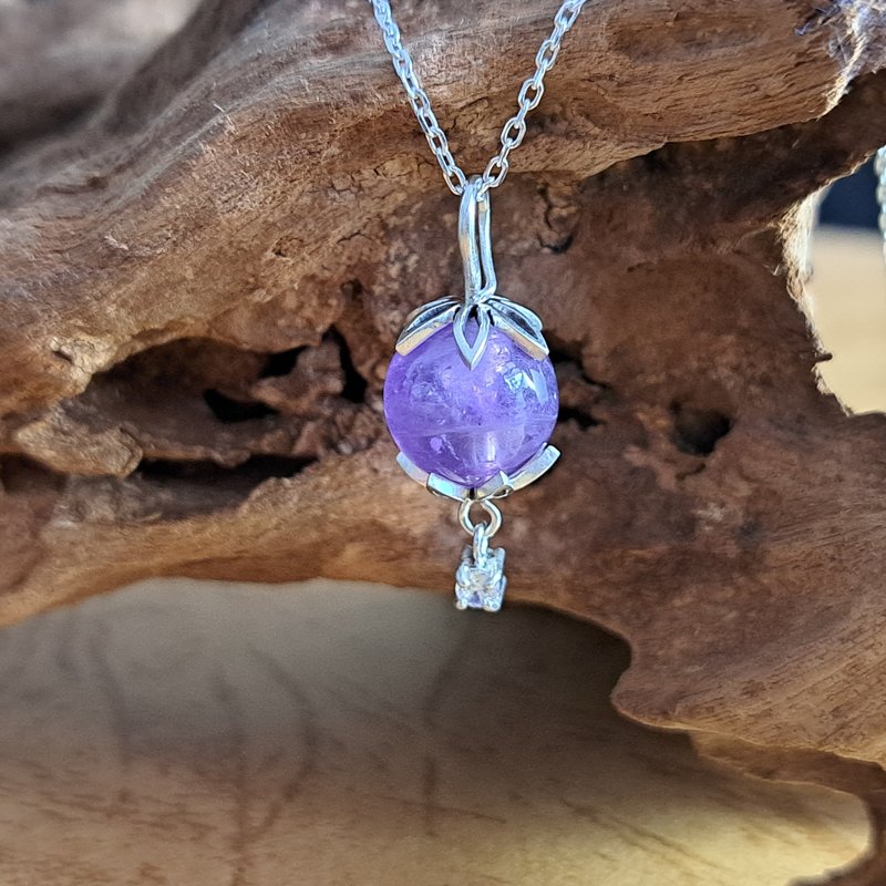 花瓣紫水晶吊坠No.22 - 项链 - 银 