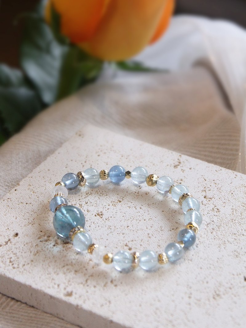 蓝绿萤石海蓝宝设计款手链 - 手链/手环 - 水晶 蓝色