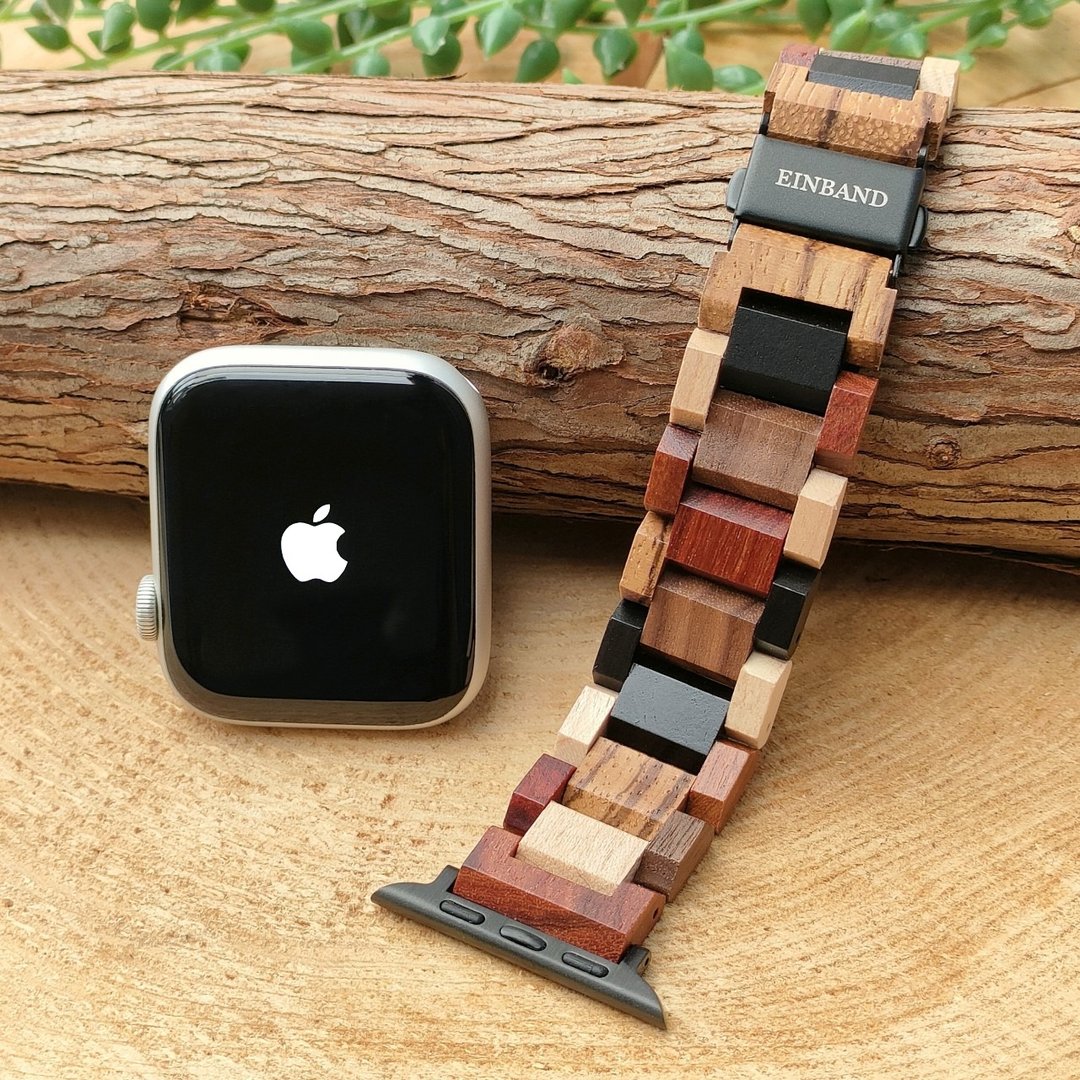 【木制表带】EINBAND AppleWatch 苹果手表 天然木表带 木质表带 20mm MIX WOOD【A】 - 女表 - 木头 咖啡色