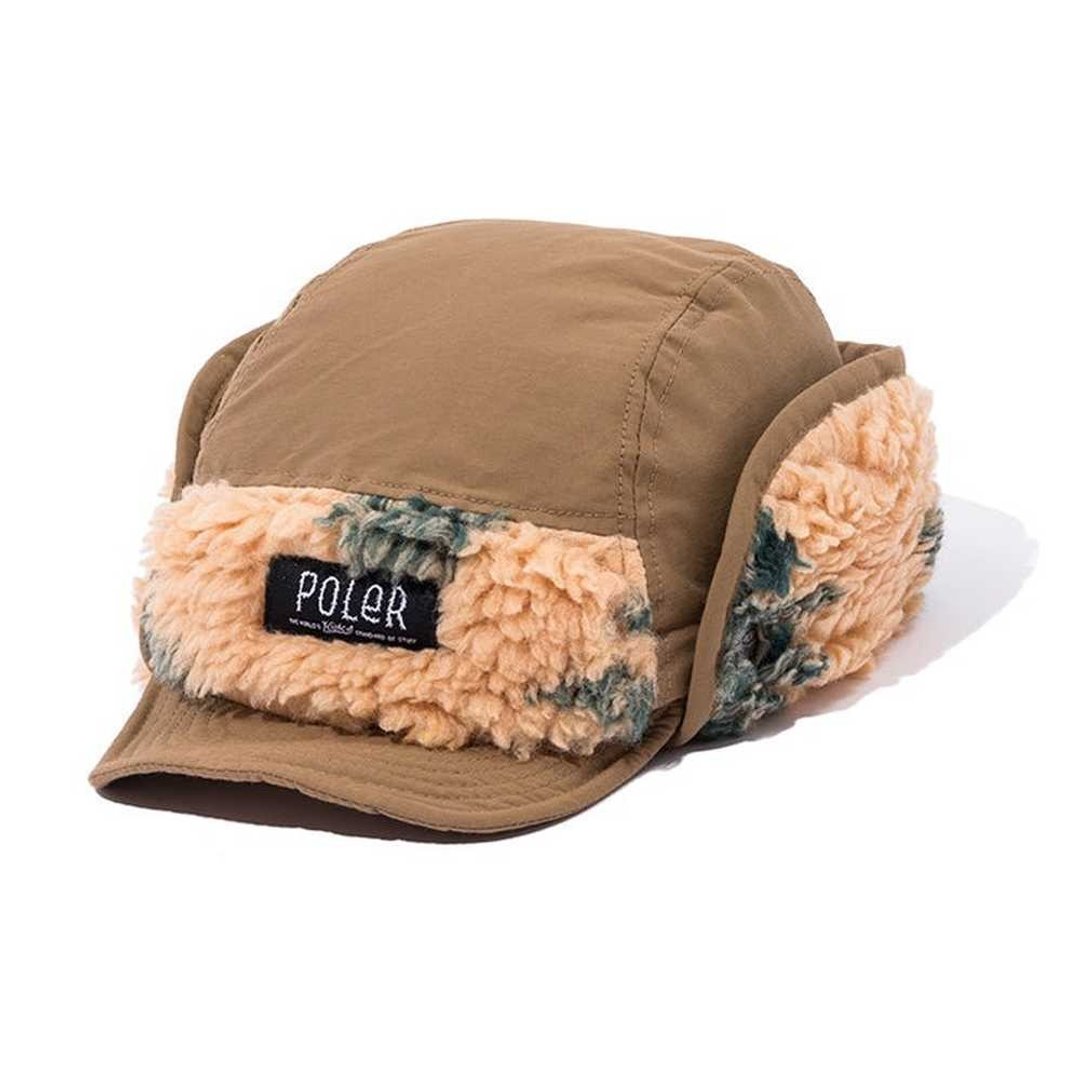 日本限定 POLER JACQUARD SHERPA FLAP CAP 羊羔绒翻盖帽遮耳帽 - 帽子 - 其他材质 卡其色