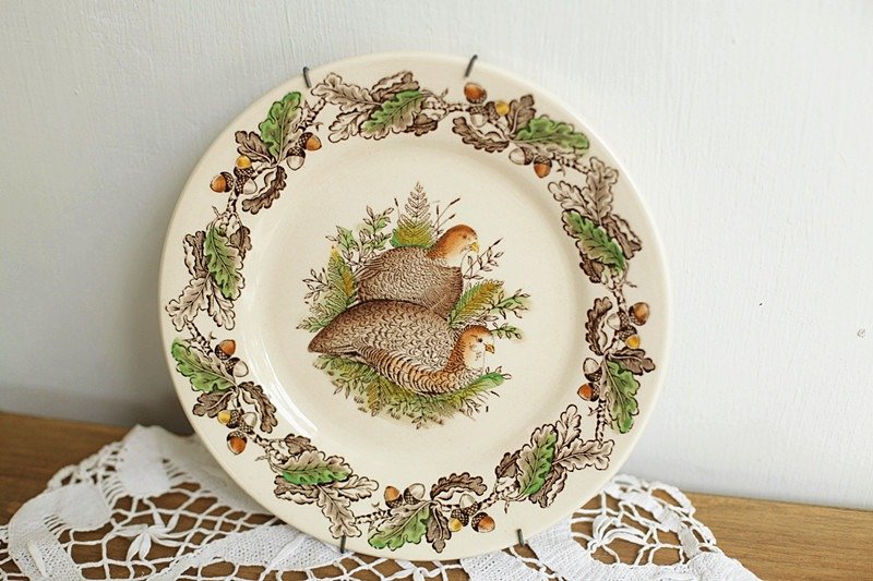 【好日恋物】英国vintage品牌手绘圆盘挂盘 - 浅碟/小碟子 - 瓷 金色