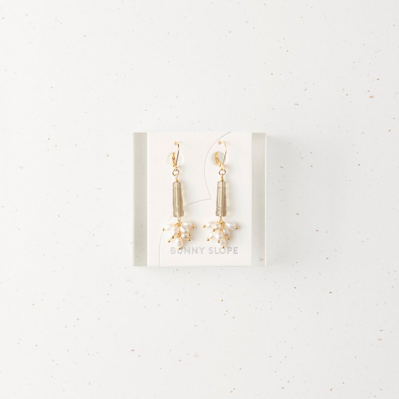 风信子・灰 / 耳环 耳夹 - 耳环/耳夹 - 珍珠 灰色