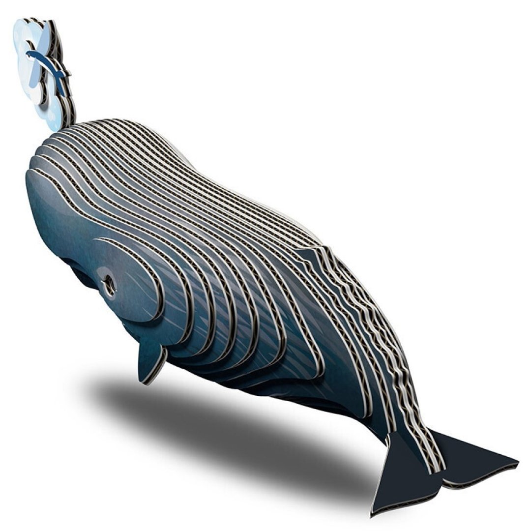 EUGY 3D坑纸拼图 - 092 抹香鲸 海洋生物 拼图 摆设 疗愈小物 - 拼图 - 纸 蓝色