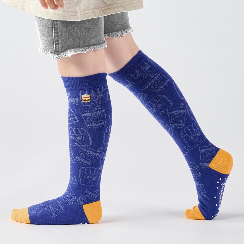 联名Crazygogo_下课钟声 膝下童袜 - 蓝(4y-9y) - 袜子 - 棉．麻 蓝色