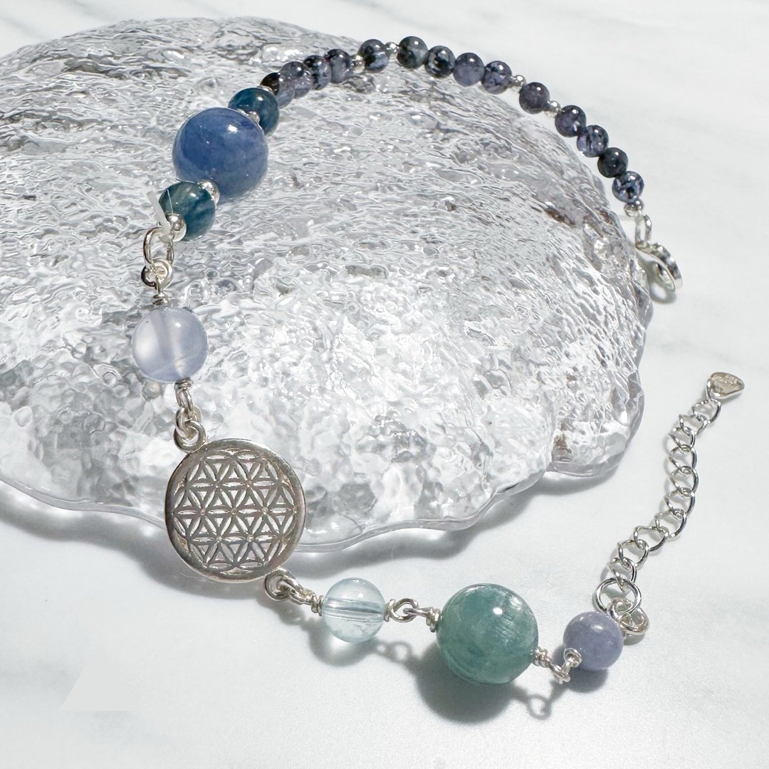 自由不羁之蓝-蓝晶石.丹泉石-纯银设计手链 - 手链/手环 - 银 蓝色