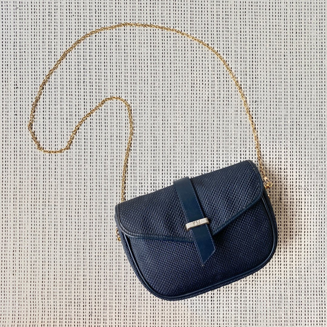 老骨头 YSL经典编织纹防水帆布侧背包J90 vintage - 侧背包/斜挎包 - 其他材质 