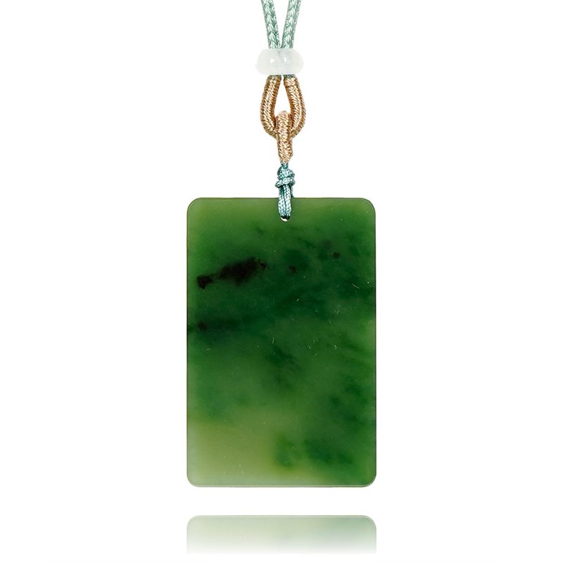 【正佳珠宝】和田碧玉 顶级老矿 20g 苹果绿墨花无事牌吊坠 - 项链 - 半宝石 多色