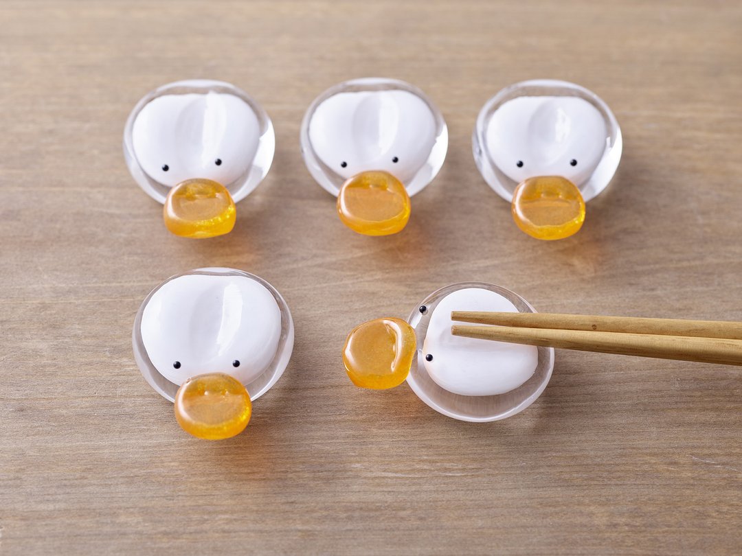 Duck chopstick rest [pair, wooden box, wrapping] - 筷子/筷架 - 玻璃 