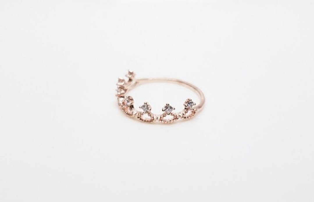 cubic zirconia princess ring - 戒指 - 其他金属 粉红色