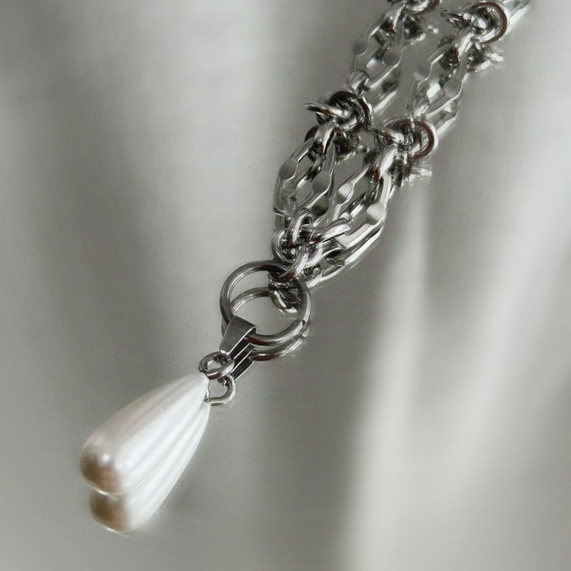 水滴珍珠项链 Pearl Drop Necklace - 项链 - 其他材质 银色