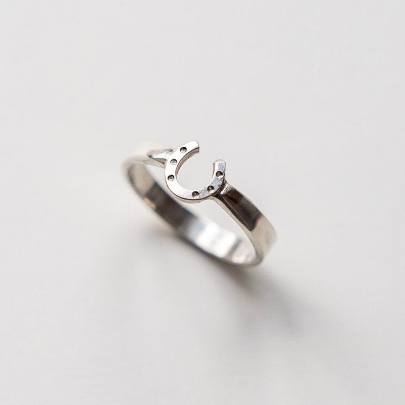 马蹄形戒指银925 3.3mm silver925 - 戒指 - 其他金属 银色