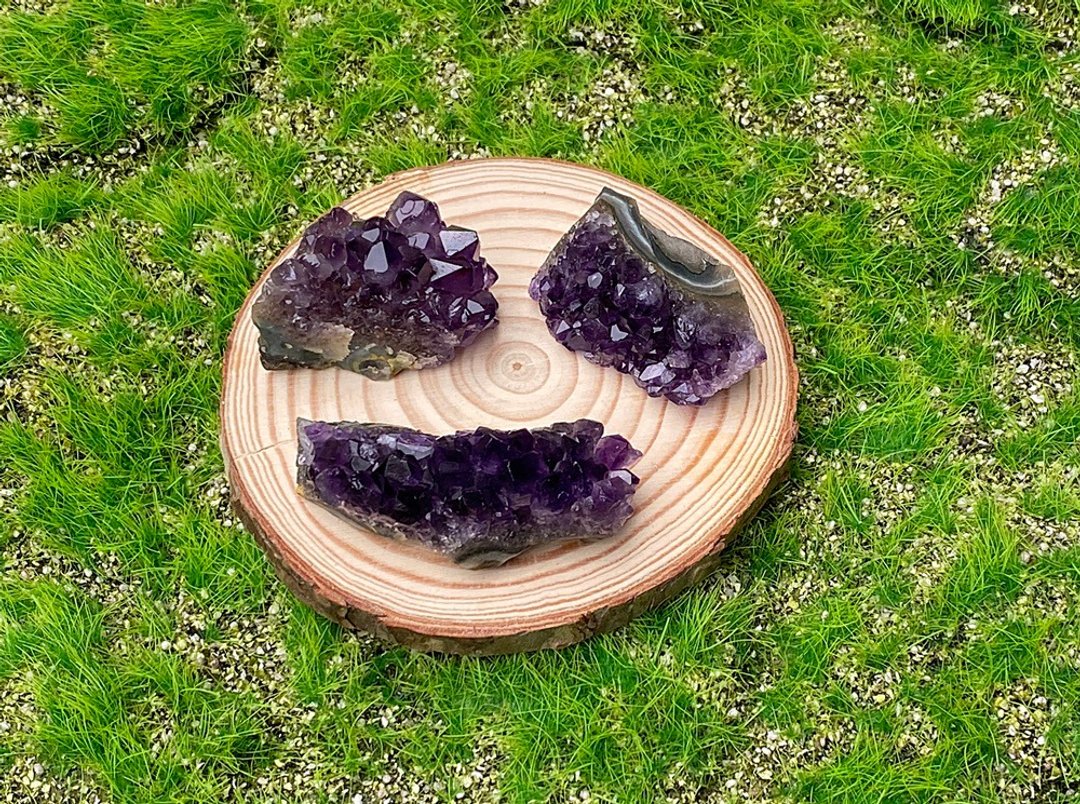 小小能量摆件-天然可爱小紫晶簇 紫水晶 能量套组 招财 疗愈 净化 - 其他 - 水晶 紫色