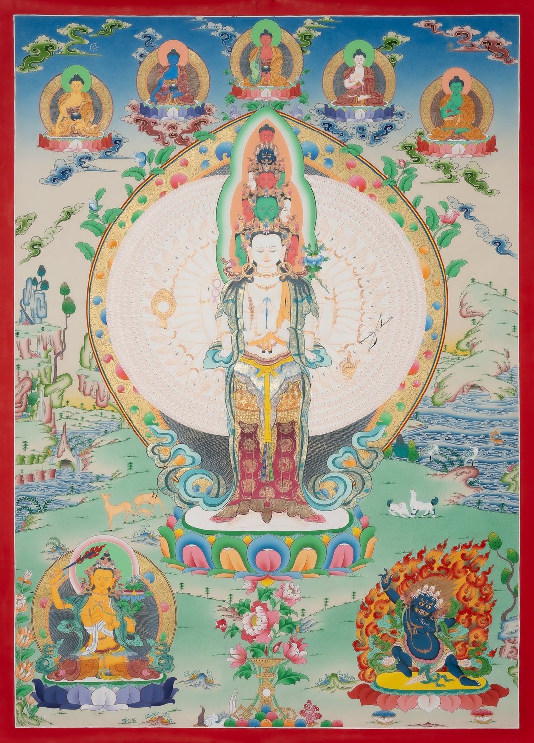 观音菩萨手工唐卡——以24K金展现无量慈悲的化身 - 墙贴/壁贴 - 其他材质 多色