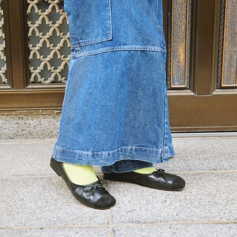 PRE-ORDER Bow Ribbon Elastic String Flat -UA9019 BLACK - 其他女款皮鞋 - 其他材质 