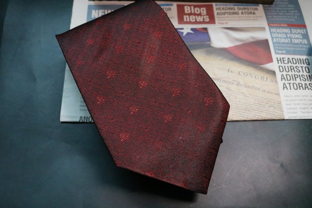 酒红色三角符号真丝领带婚宴敬酒礼服necktie - 领带/领带夹 - 丝．绢 红色