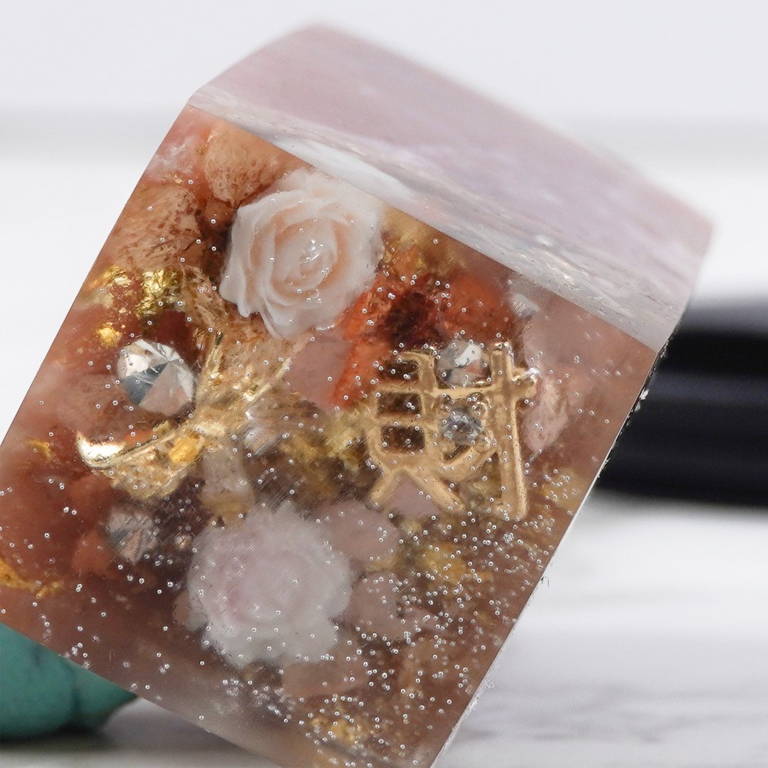定制化手工印章-|永生花树脂印章 1.9 x 1.9 CM|篆刻印章 - 印章/印台 - 石头 