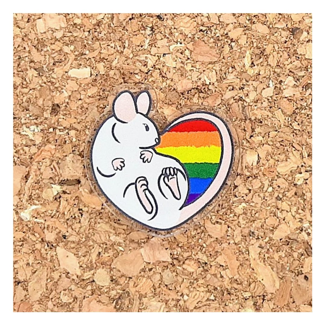 LGBT同志骄傲老鼠彩虹亚克力徽章 - 胸针 - 其他材质 多色