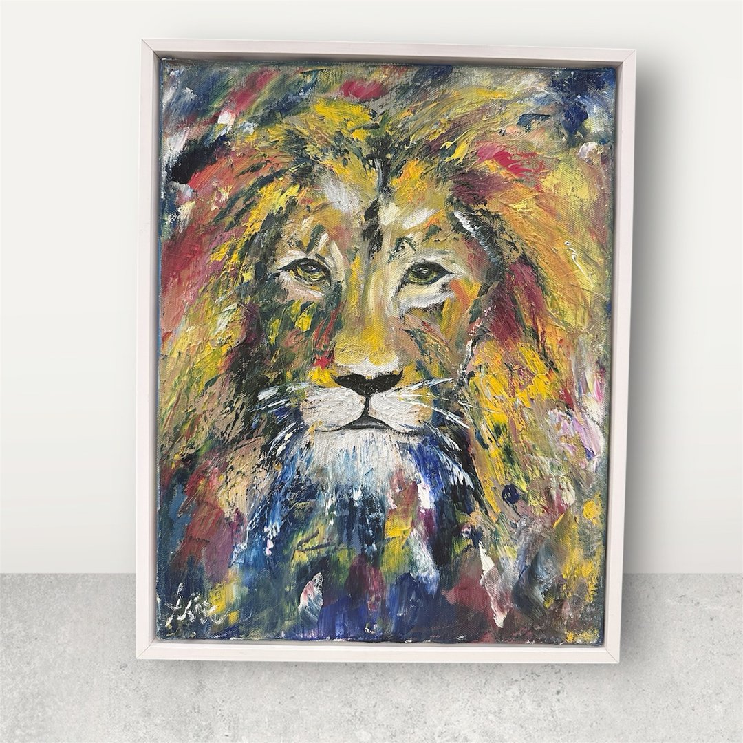 狮心 Lion Heart 油彩画布5F 附框 A-Lin油画创作 - 摆饰 - 棉 