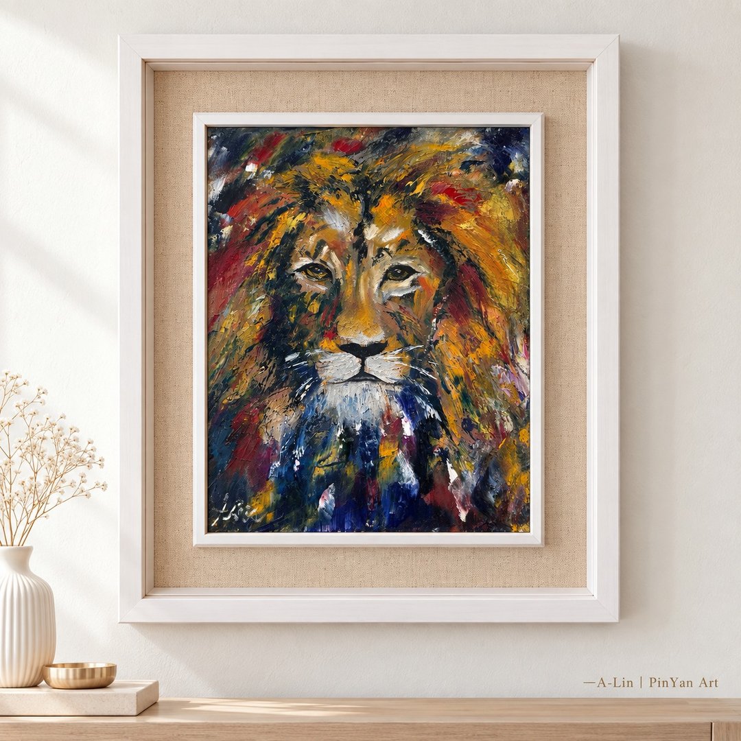 狮心 Lion Heart 油彩画布 5F 附框 A-Lin 油画创作 - 摆饰 - 棉．麻 