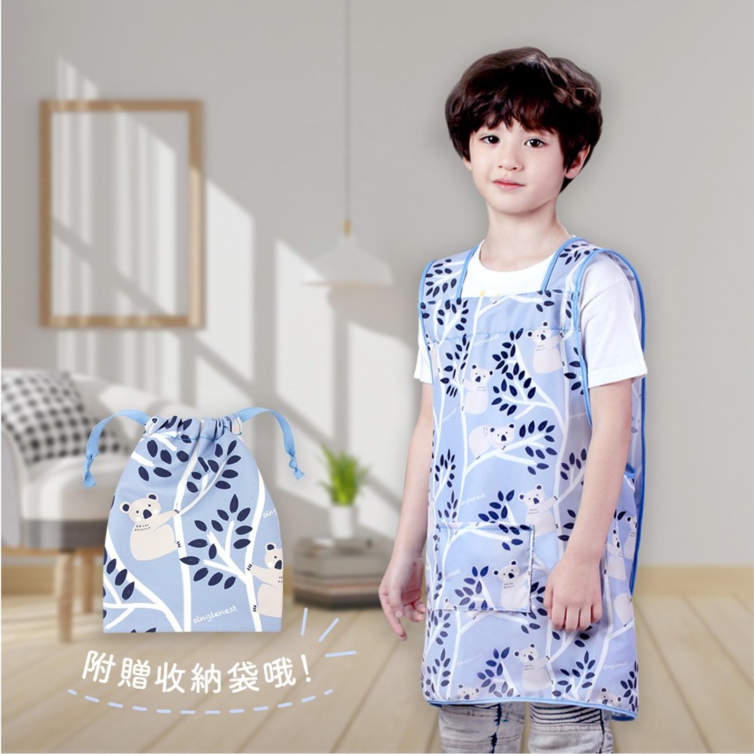 防泼水儿童围裙 画兜(单口袋内里毛巾)附同款收纳袋-无尾熊款 - 围裙 - 其他人造纤维 