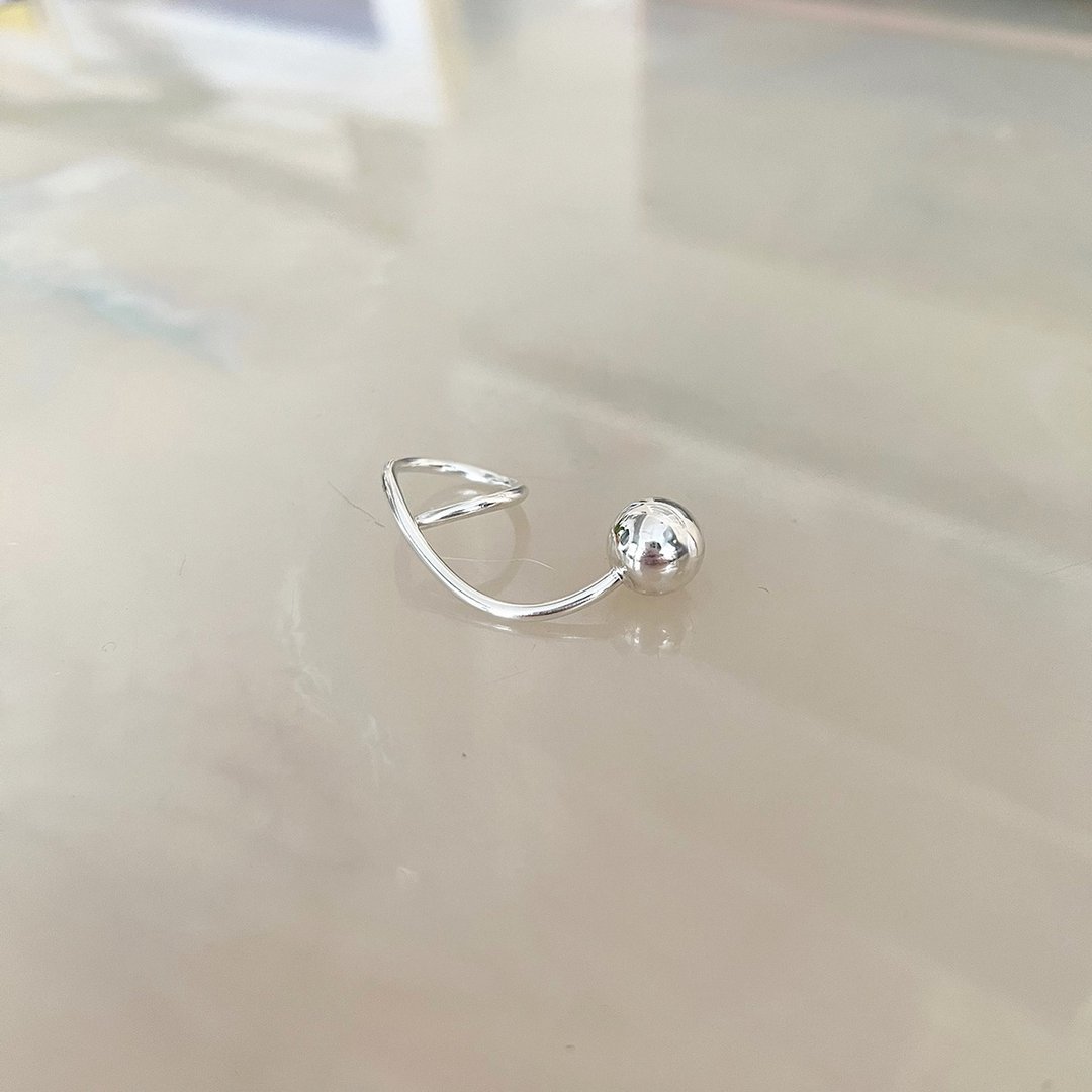 钟摆球球双指戒 - 戒指 - 纯银 银色