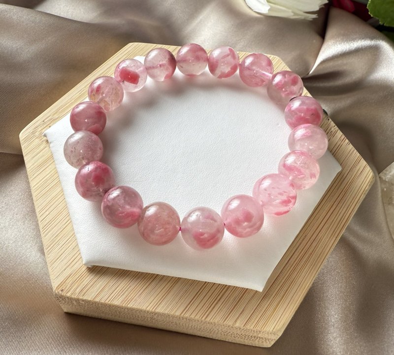 樱花雨蔷薇辉 水晶手链 人缘魅力 帮助思考 能量 礼物 送礼 疗愈 - 手链/手环 - 水晶 粉红色